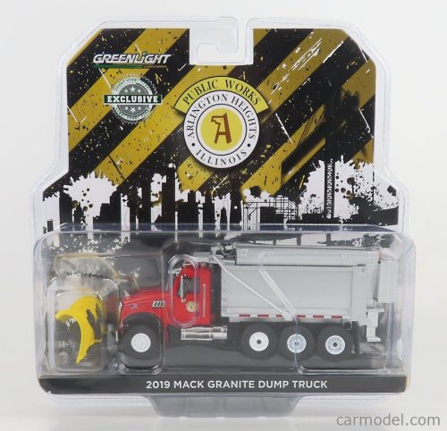 MACK  GRANITE DUMP TRUCK CASSONE RIBALTABILE 4-ASSI 2019 - SPAZZANEVE - SNOWPLOW  RED SILVER
