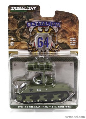 TANK  M4 SHERMAN USA ARMY WORLD WAR II 1945  MILITARY GREEN