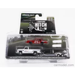   CHEVROLET  C-30 PICK-UP CUSTOM DELUXE 1986 WITH TRAILER + MONTE CARLO SS N 25 RACING 1986  WHITE RED