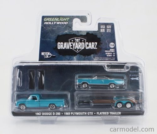 DODGE  D-200 PICK-UP 1967 WITH TRAILER + GTX COUPE 1969 - GRAVEYARD CARZ  BLUE MET