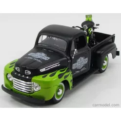  FORD USA  F-1 PICK-UP CUSTOM HARLEY-DAVIDSON 1948 + MOTORCYCLE HARLEY DAVIDSON FL PANHEAD 1948  MATT BLACK LIGHT GREEN