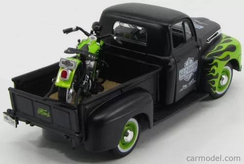 FORD USA  F-1 PICK-UP CUSTOM HARLEY-DAVIDSON 1948 + MOTORCYCLE HARLEY DAVIDSON FL PANHEAD 1948  MATT BLACK LIGHT GREEN