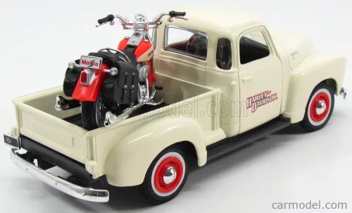 CHEVROLET  3100 PICK-UP 1950 + MOTORCYCLE HARLEY DAVIDSON FLSTS HERITAGE SPRINGER 2001  IVORY