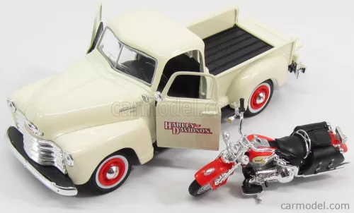 CHEVROLET  3100 PICK-UP 1950 + MOTORCYCLE HARLEY DAVIDSON FLSTS HERITAGE SPRINGER 2001  IVORY