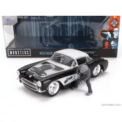 CHEVROLET  CORVETTE WITH WOLFMAN FIGURE 1957  BLACK WHITE