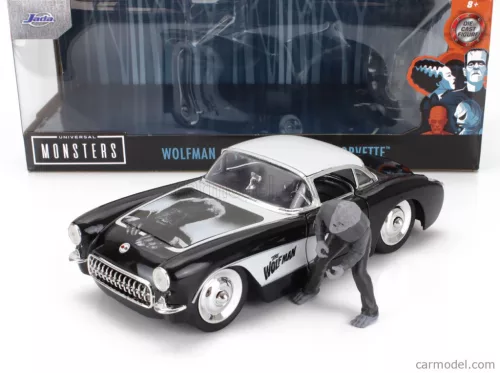 CHEVROLET  CORVETTE WITH WOLFMAN FIGURE 1957  BLACK WHITE