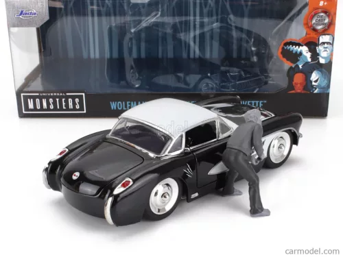 CHEVROLET  CORVETTE WITH WOLFMAN FIGURE 1957  BLACK WHITE