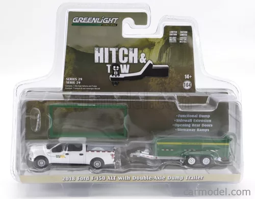 FORD USA  F-150 PICK-UP 2018 WITH SMALL CARGO UPS TRAILER  WHITE GREEN