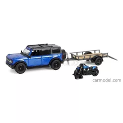   FORD USA  BRONCO BLACK DIAMOND WITH TRAILER + MOTORCYCLE 2021  BLUE BLACK