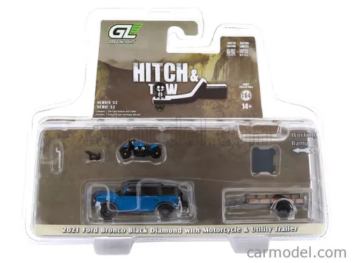 FORD USA  BRONCO BLACK DIAMOND WITH TRAILER + MOTORCYCLE 2021  BLUE BLACK