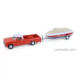   DODGE  D-100 PICK-UP WITH BOAT AND TRAILER 1967  ORANGE WHITE