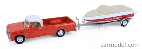 DODGE  D-100 PICK-UP WITH BOAT AND TRAILER 1967  ORANGE WHITE