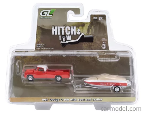 DODGE  D-100 PICK-UP WITH BOAT AND TRAILER 1967  ORANGE WHITE