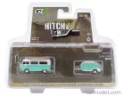 VOLKSWAGEN  T1 TYPE 2 MINIBUS WITH SURFBOARDS + TEARDROP TRAILER 1971  LIGHT GREEN WHITE