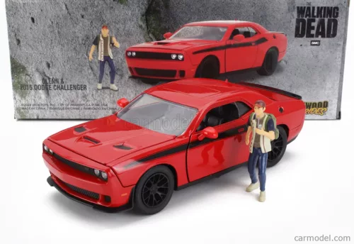DODGE  CHALLENGER WITH WALKING DEAD GLENN FIGURE 2015  RED BLACK