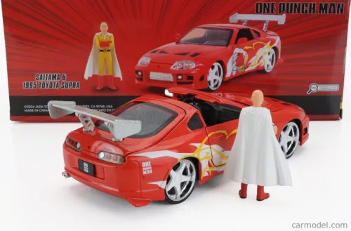 TOYOTA  SUPRA WITH ONE PUNCH MAN SAITAMA FIGURE 1995  ORANGE
