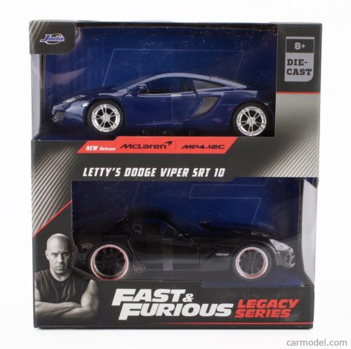 DODGE  SET 2X LETTY'S VIPER SRT-10 COUPE + McLAREN MP4 12C - FAST & FURIOUS  BLACK BLUE