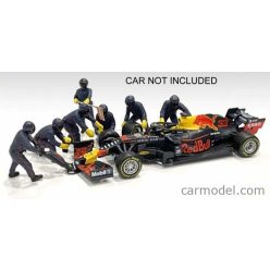   FIGURES  F1  SET 1 2020 - DIORAMA PIT-STOP SET 7 X MECCANICI - MECHANICS - WITH DECALS  MATT BLUE RED