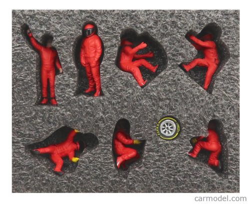 FIGURES  F1  SET 2 2022 - DIORAMA PIT-STOP SET 7 X MECCANICI - MECHANICS - WITH DECALS  RED