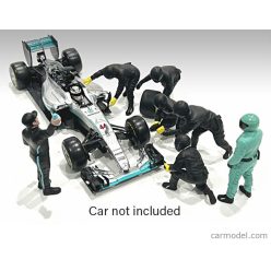   FIGURES  F1  SET 2 2022 - DIORAMA PIT-STOP SET 7 X MECCANICI - MECHANICS - WITH DECALS  BLACK GREEN