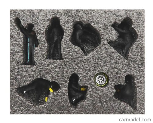 FIGURES  F1  SET 2 2022 - DIORAMA PIT-STOP SET 7 X MECCANICI - MECHANICS - WITH DECALS  BLACK GREEN