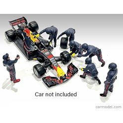   FIGURES  F1  SET 2 2022 - DIORAMA PIT-STOP SET 7 X MECCANICI - MECHANICS - WITH DECALS  MATT BLUE RED