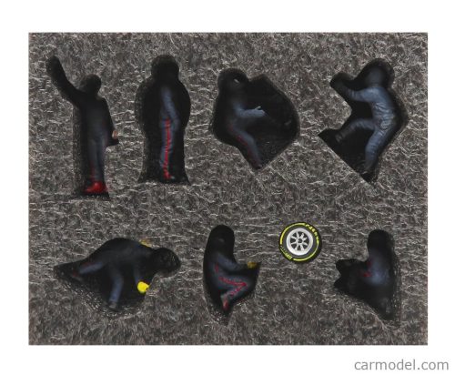 FIGURES  F1  SET 2 2022 - DIORAMA PIT-STOP SET 7 X MECCANICI - MECHANICS - WITH DECALS  MATT BLUE RED