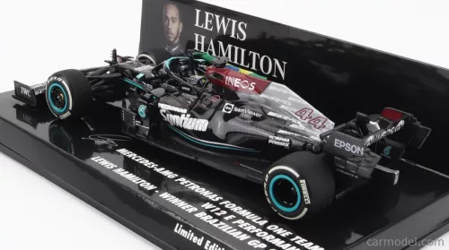 MERCEDES GP  F1  W12 MERCEDES M12 EQ POWER+ TEAM AMG PETRONAS MOTORSPORT FORMULA ONE N 44 WINNER BRAZILIAN GP (WITH FLAG) 2021 LEWIS HAMILTON