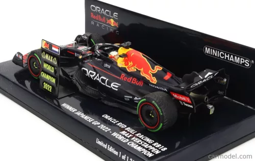 RED BULL  F1 RB18 TEAM ORACLE RED BULL RACING N 1 WORLD CHAMPION WINNER JAPAN GP WITH PIT BOARD 2022 MAX VERSTAPPEN  MATT BLUE YELLOW RED