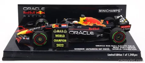 RED BULL  F1 RB18 TEAM ORACLE RED BULL RACING N 1 WORLD CHAMPION WINNER JAPAN GP WITH PIT BOARD 2022 MAX VERSTAPPEN  MATT BLUE YELLOW RED