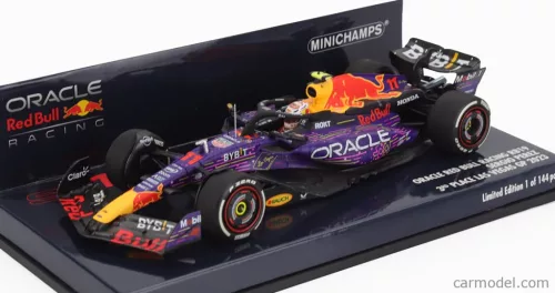 RED BULL  F1  RB19 TEAM ORACLE RED BULL RACING N 11 3rd LAS VEGAS USA GP 2023 SERGIO PEREZ  PURPLE YELLOW RED