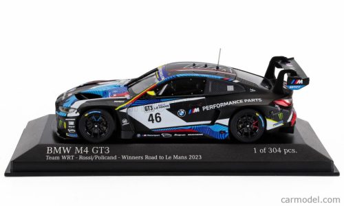 BMW  4-SERIES M4 GT3 TEAM WRT N 46 WINNER GT3 CLASS RACE 2 ROAD TO LE MANS 2023 - VALENTINO ROSSI - JEROME POLICAND  MATT BLACK BLUE WHITE