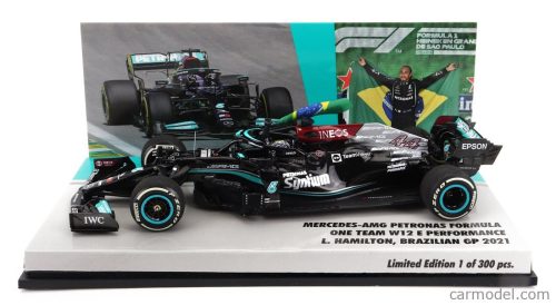 MERCEDES GP  F1  W12 MERCEDES M12 EQ POWER+ TEAM AMG PETRONAS MOTORSPORT FORMULA ONE N 44 WINNER BRAZILIAN GP (WITH FLAG) 2021 LEWIS HAMILTON