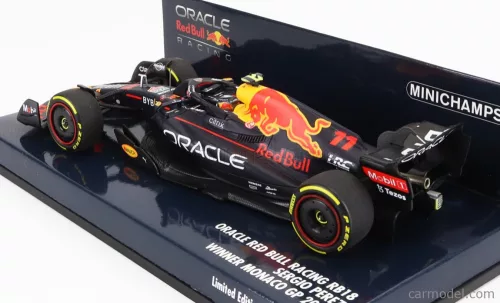 RED BULL  F1  RB18 TEAM ORACLE RED BULL RACING N 11 WINNER MONACO GP 2022 SERGIO PEREZ  MATT BLUE YELLOW RED