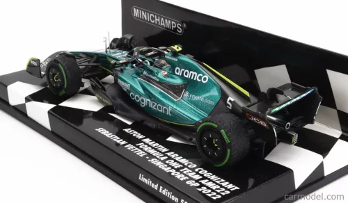 ASTON MARTIN  F1 AMR22 TEAM ARAMCO COGNIZART N 5 8th SINGAPORE GP 2022 SEBASTIAN VETTEL  GREEN BLACK