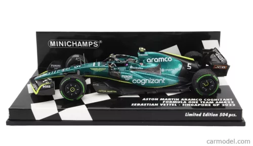 ASTON MARTIN  F1 AMR22 TEAM ARAMCO COGNIZART N 5 8th SINGAPORE GP 2022 SEBASTIAN VETTEL  GREEN BLACK