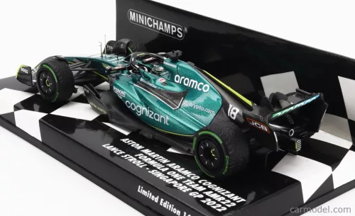 ASTON MARTIN  F1 AMR22 TEAM ARAMCO COGNIZART N 18 SINGAPORE GP 2022 LANCE STROLL  GREEN BLACK