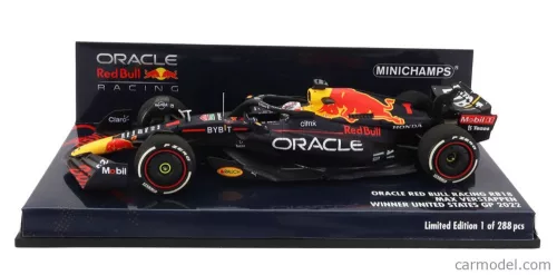 RED BULL  F1  RB18 TEAM ORACLE RED BULL RACING N 1 WINNER AUSTIN USA GP WORLD CHAMPION 2022 MAX VERSTAPPEN  MATT BLUE YELLOW RED