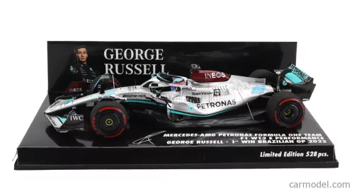 MERCEDES GP  F1 W13E TEAM MERCEDES-AMG PETRONAS F1 N 63 (first f1 win) WINNER BRAZILIAN GP 2022 GEORGE RUSSEL  SILVER GREEN