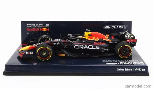 RED BULL  F1  RB18 TEAM ORACLE RED BULL RACING N 1 WINNER ABU DHABI GP WORLD CHAMPION 2022 MAX VERSTAPPEN  MATT BLUE YELLOW RED