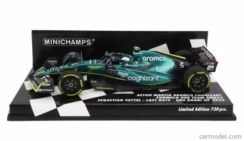 ASTON MARTIN  F1 AMR22 TEAM ARAMCO COGNIZART N 5 ABU DHABI GP LAST RACE 2022 SEBASTIAN VETTEL  GREEN BLACK