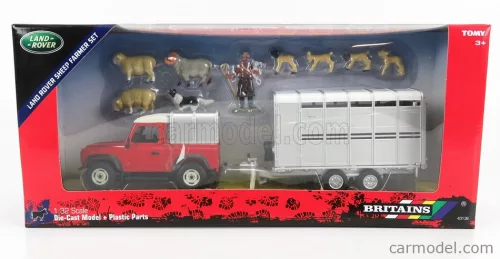 LAND ROVER  LAND DEFENDER 90 PICK-UP CLOSED 1984 WITH LIVESTOCK TRAILER - TRASPORTO ANIMALI BESTIAME  RED SILVER