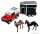 LAND ROVER  LAND DEFENDER 90 PICK-UP CLOSED 1984 WITH HORSE TRAILER - TRASPORTO CAVALLI  RED SILVER BLACK