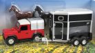 LAND ROVER  LAND DEFENDER 90 PICK-UP CLOSED 1984 WITH HORSE TRAILER - TRASPORTO CAVALLI  RED SILVER BLACK