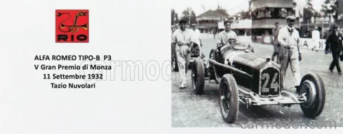 ALFA ROMEO  F1  TIPO-B P3 V N 24 GRAN PREMIO DI MONZA 1932 TAZIO NUVOLARI  RED