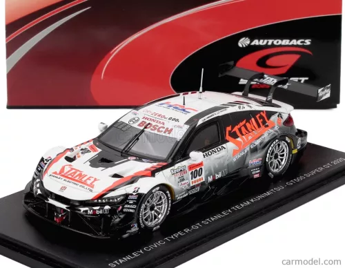 HONDA  CIVIC TYPE R-GT TEAM STANLEY KUNIMITSU N 100 GT500 CLASS SUPER GT 2025 NAOKI YAMAMOTO - ADASUKE MAKINO  WHITE BLACK ORANGE