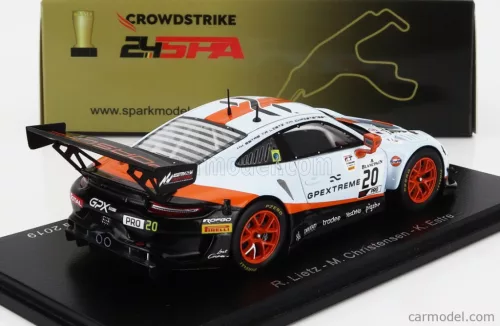 PORSCHE  911 991 GT3 R 4.0L FLAT-6 TEAM GPX RACING N 20 WINNER 24h SPA 2019 RICHARD LIETZ - MICHAEL CHRISTENSEN - KEVIN ESTRE  LIGHT BLUE ORANGE BLACK