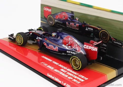 TORO ROSSO  F1  STR10 RENAULT N 33 (first f1 race) MELBOURNE AUSTRALIAN GP 2015 MAX VERSTAPPEN  BLUE RED GOLD