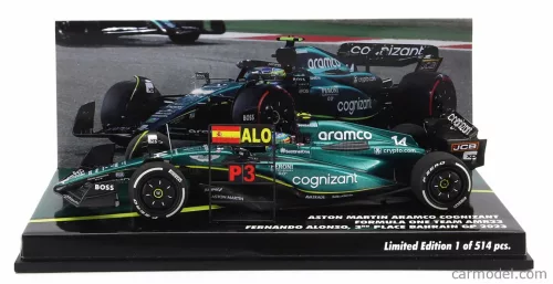 ASTON MARTIN F1 AMR23 TEAM ARAMCO COGNIZANT N 14 3rd BAHRAIN GP WITH PIT BOARD 2023 FERNANDO ALONSO