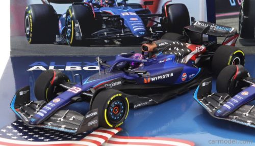 WILLIAMS  SET 2X F1  FW45 TEAM WILLIAMS RACING GULF N 23 LAS VEGAS USA GP 2023 + N 23 AUSTIN USA GP 2023 ALEXANDER ALBON  BLUE BLACK